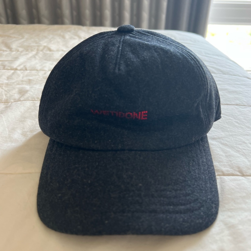 We11done Gray Baseball Cap with Red Logo